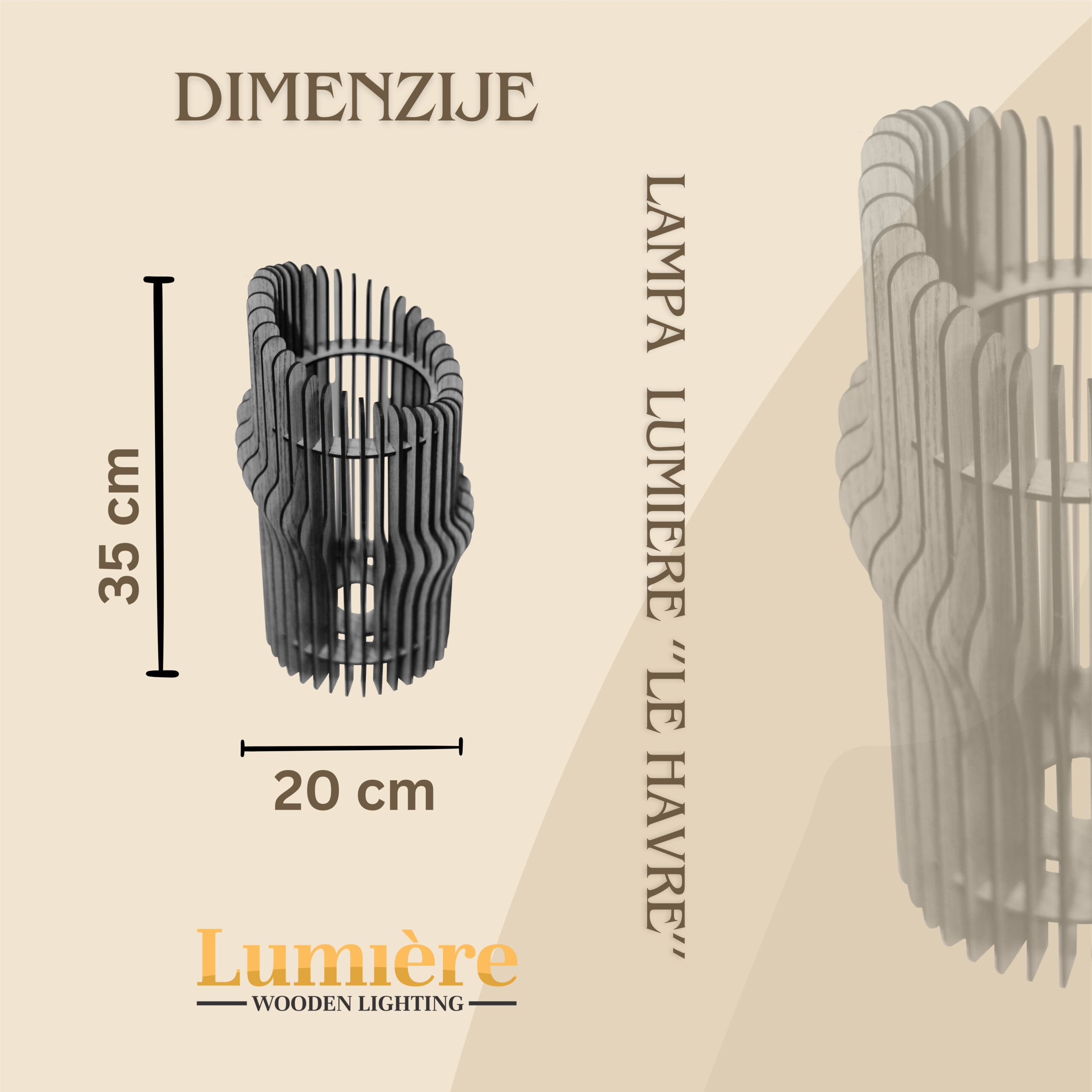 LAMPA LE HAVRE Drvena stona lampa LE HAVRE – dekorativna rasvjeta od drveta