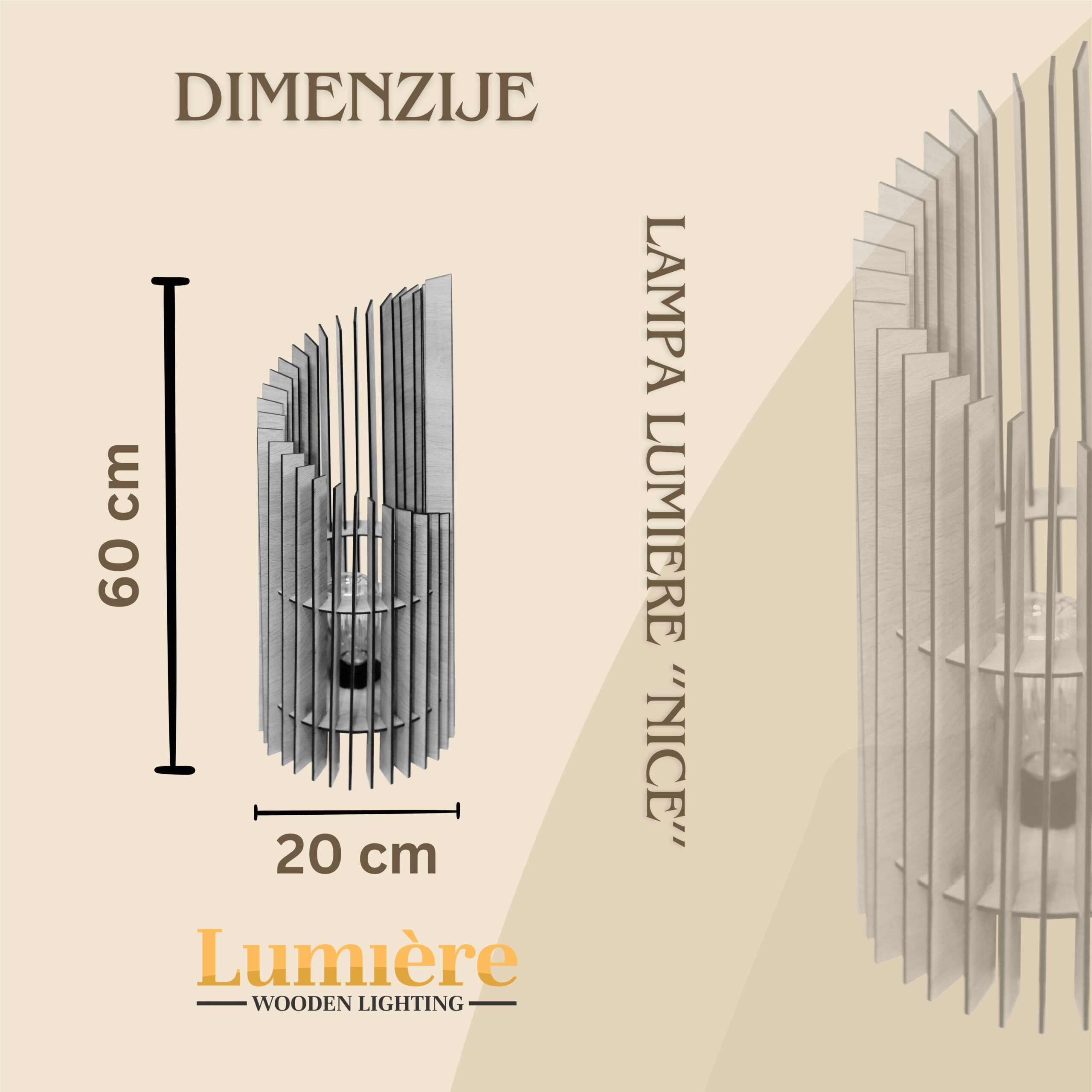 drvena LAMPA NICE Drvena lampa NICE – dekorativna ambijentalna rasvjeta od drveta