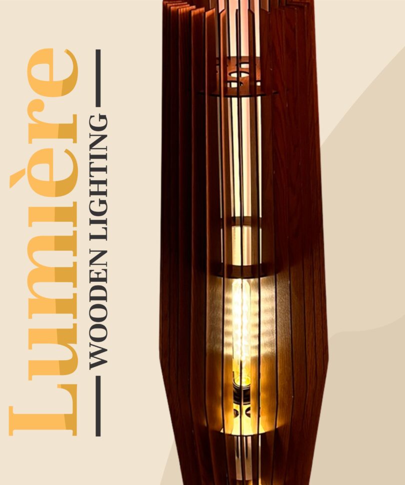 Drvena podna lampa BORDEAUX – velika dekorativna lampa od drveta